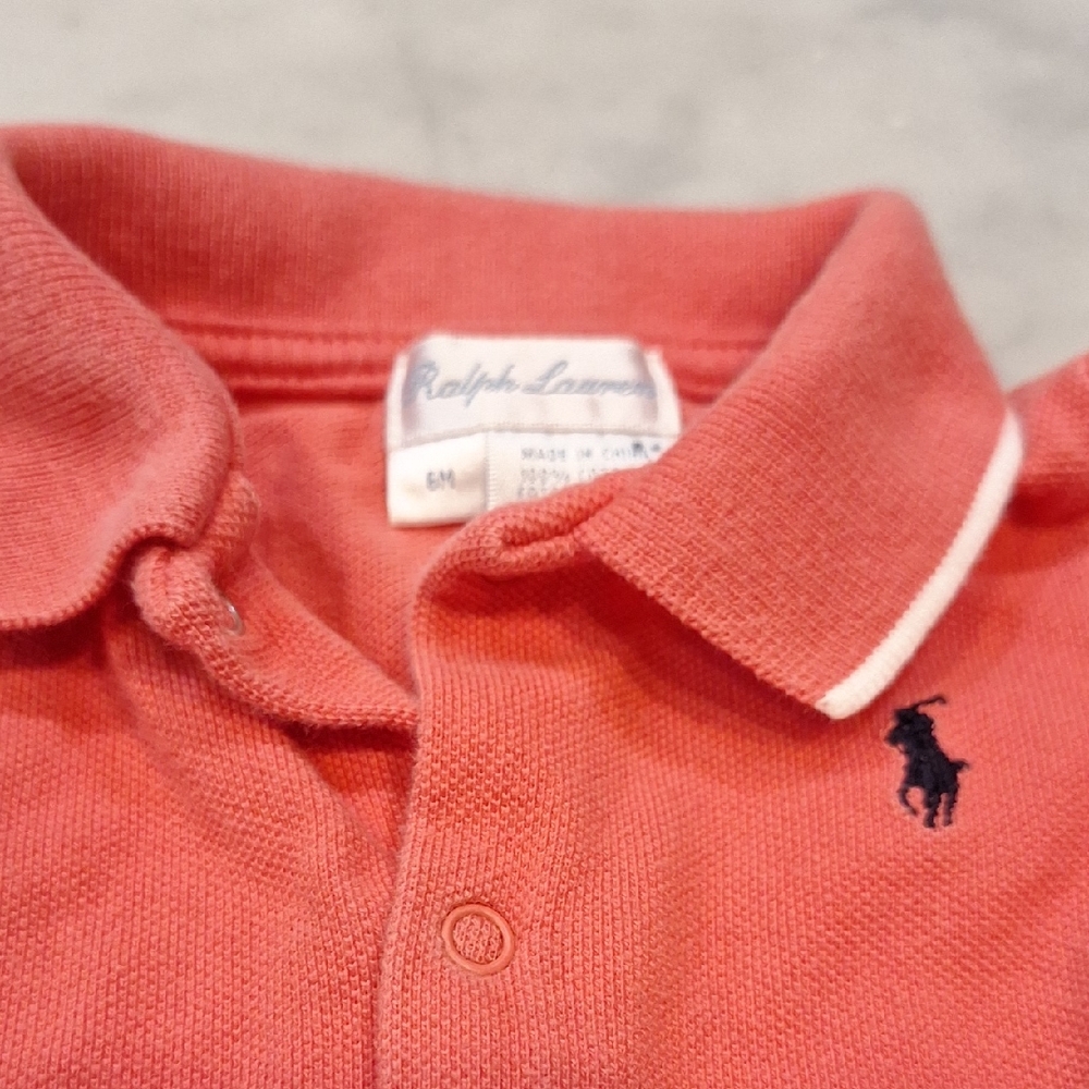 Polo Ralph Lauren Coral Pink Snap Up Onesie Sz 6 Months Unisex Baby